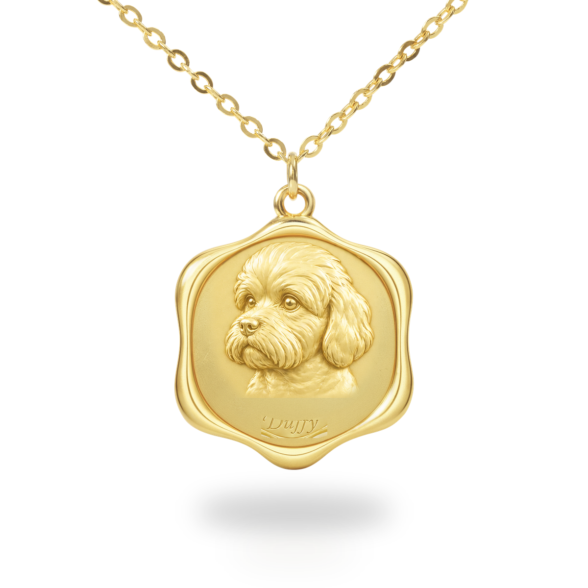 Soulyshine Dandie Dinmont Terrier Precious Paw personalized pet photo necklace - 18K Gold Vermeil front