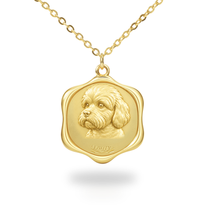Soulyshine Dandie Dinmont Terrier Precious Paw personalized pet photo necklace - 18K Gold Vermeil front