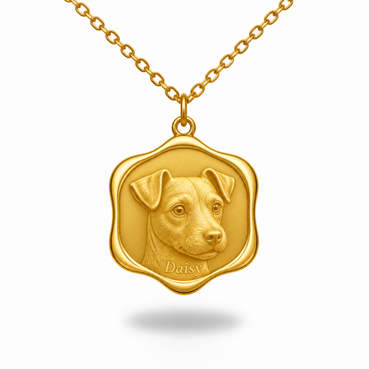 Soulyshine Danish-Swedish Farmdog Precious Paw personalized pet photo necklace - 18K Gold Vermeil front