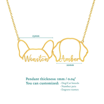 Soulyshine Whisper of Paws – Personalized Outline Your Pet's Face and Name Necklace