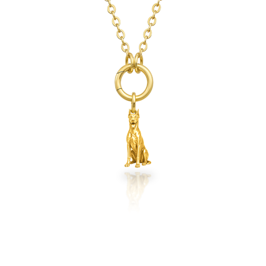 Soulyshine Doberman Pinscher Purest Bond Dog Companion Charm Necklace - 18K Gold Vermeil front