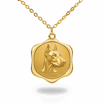 Soulyshine Doberman Pinscher Precious Paw personalized pet photo necklace - 18K Gold Vermeil front