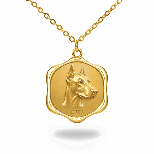 Soulyshine Doberman Pinscher Precious Paw personalized pet photo necklace - 18K Gold Vermeil front