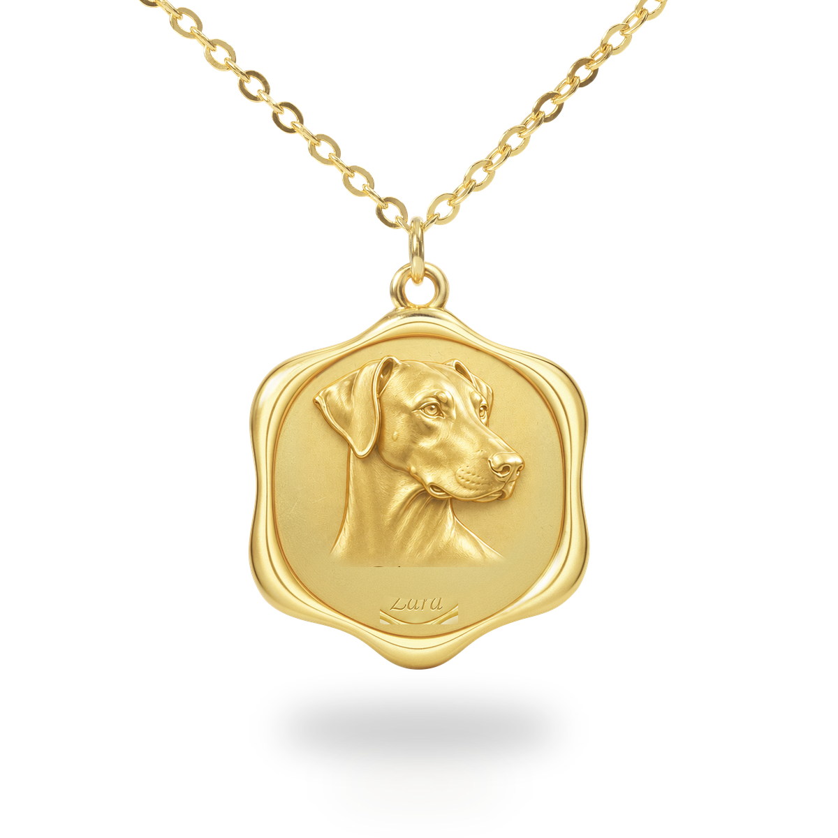 Soulyshine Doberman Pinscher Precious Paw personalized pet photo necklace - 18K Gold Vermeil front
