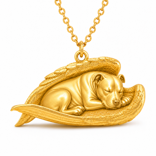Soulyshine Dogo Argentino The Sleeping Angel – Personalized Pet Necklace - 18K Gold Vermeil front