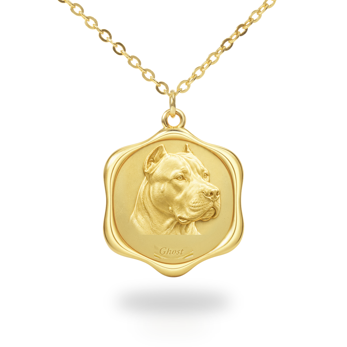 Soulyshine Dogo Argentino Precious Paw personalized pet photo necklace - 18K Gold Vermeil front