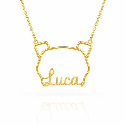 Soulyshine Dogo Argentino personalized outline pet face and name necklace in gold