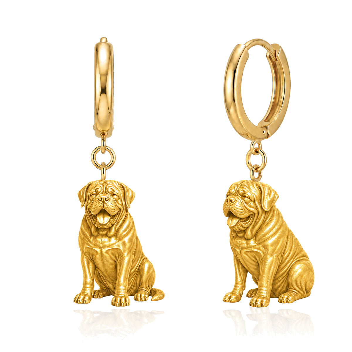 Dogue de Bordeaux personalized companion handcrafted huggie earrings