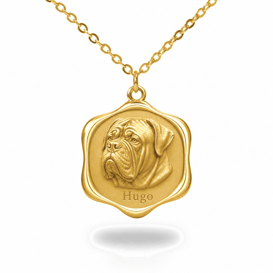 Soulyshine Dogue de Bordeaux Precious Paw personalized pet photo necklace - 18K Gold Vermeil front