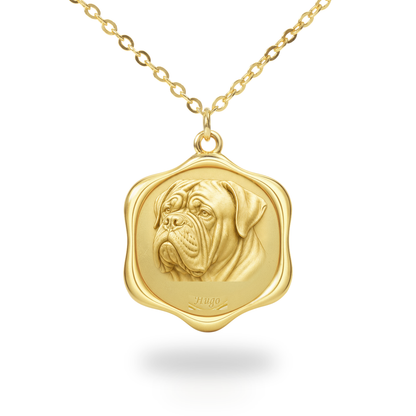 Soulyshine Dogue de Bordeaux Precious Paw personalized pet photo necklace - 18K Gold Vermeil front
