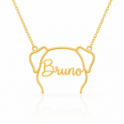 Soulyshine Dogue de Bordeaux personalized outline pet face and name necklace in gold