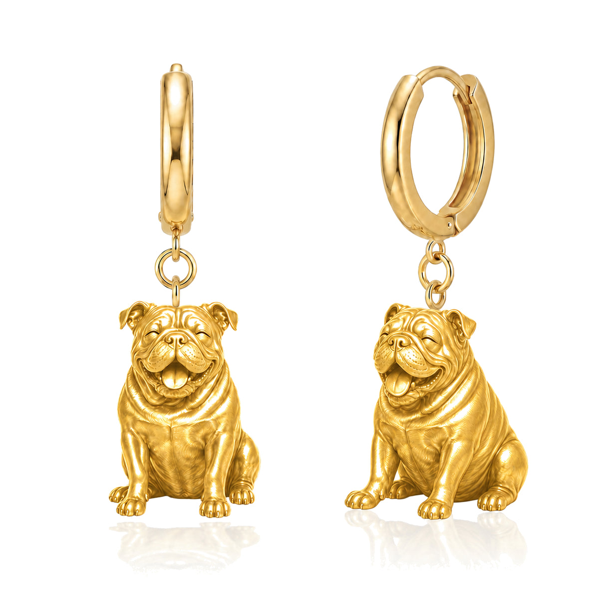 English Bulldog personalized companion handcrafted huggie earrings
