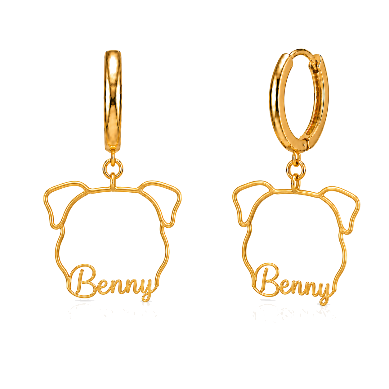 English Bulldog Benny personalized pet face earrings
