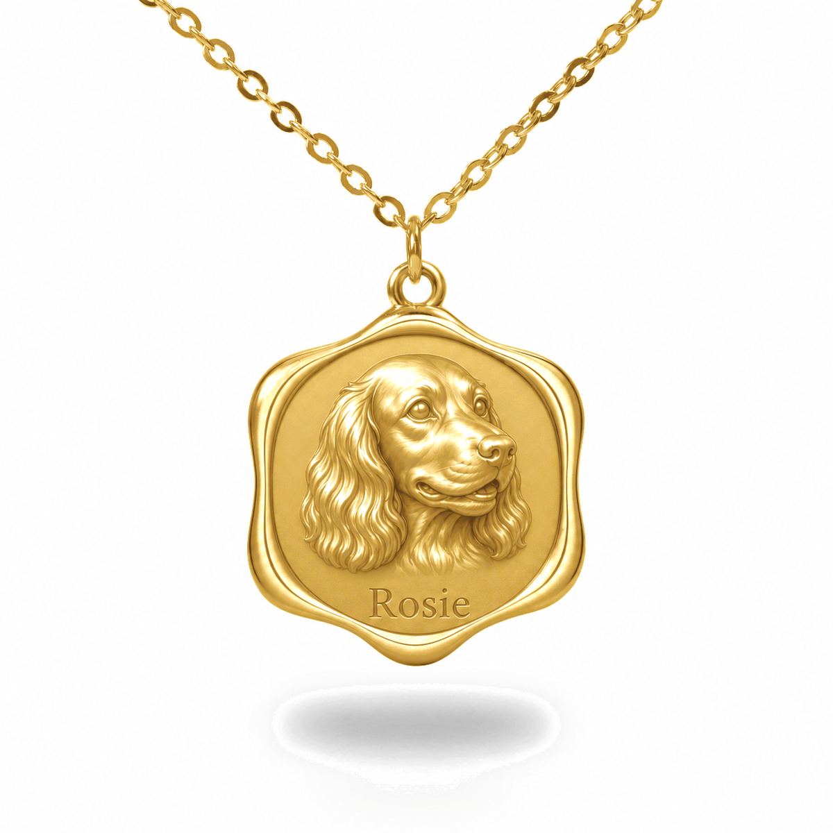 Soulyshine English Cocker Spaniel Precious Paw personalized pet photo necklace - 18K Gold Vermeil front