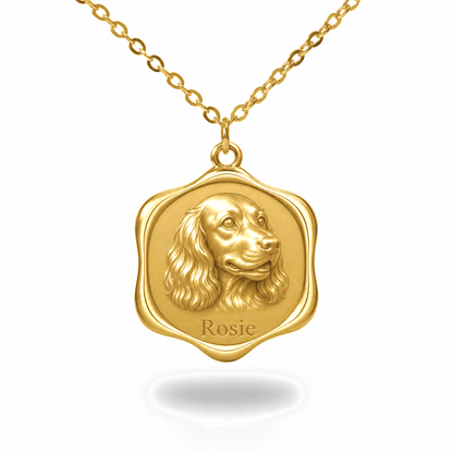 Soulyshine English Cocker Spaniel Precious Paw personalized pet photo necklace - 18K Gold Vermeil front