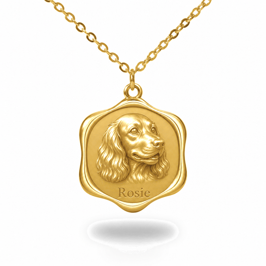 Soulyshine English Cocker Spaniel Precious Paw personalized pet photo necklace - 18K Gold Vermeil front