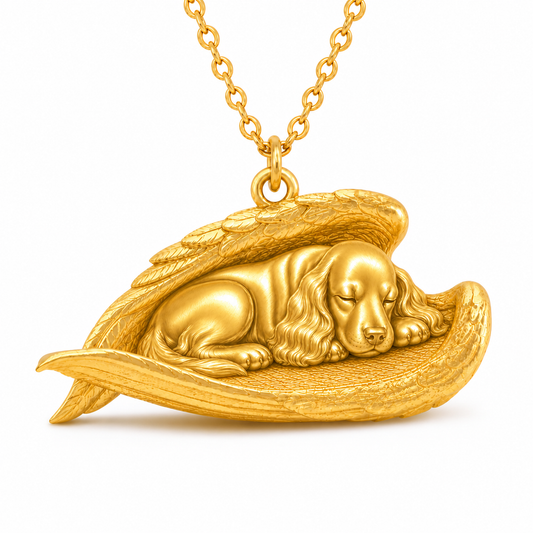 Soulyshine English Cocker Spaniel The Sleeping Angel – Personalized Pet Necklace - 18K Gold Vermeil front