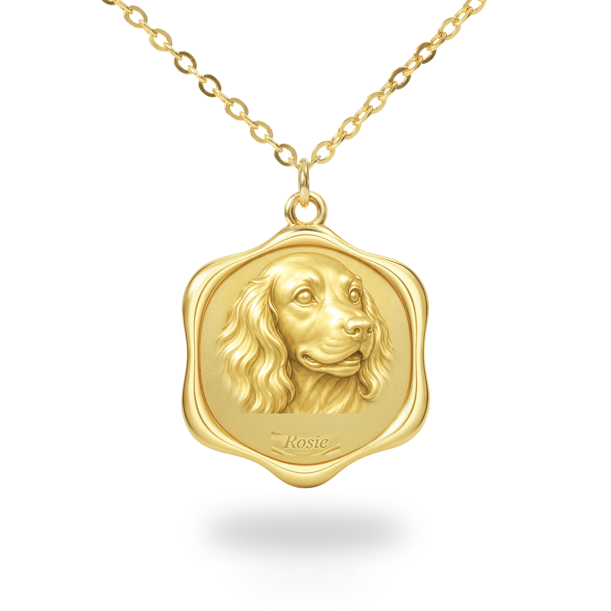 Soulyshine English Cocker Spaniel Precious Paw personalized pet photo necklace - 18K Gold Vermeil front