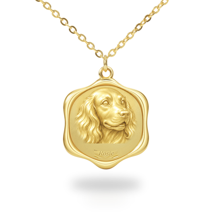 Soulyshine English Cocker Spaniel Precious Paw personalized pet photo necklace - 18K Gold Vermeil front