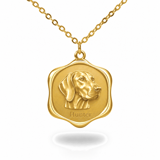 Soulyshine English Foxhound Precious Paw personalized pet photo necklace - 18K Gold Vermeil front