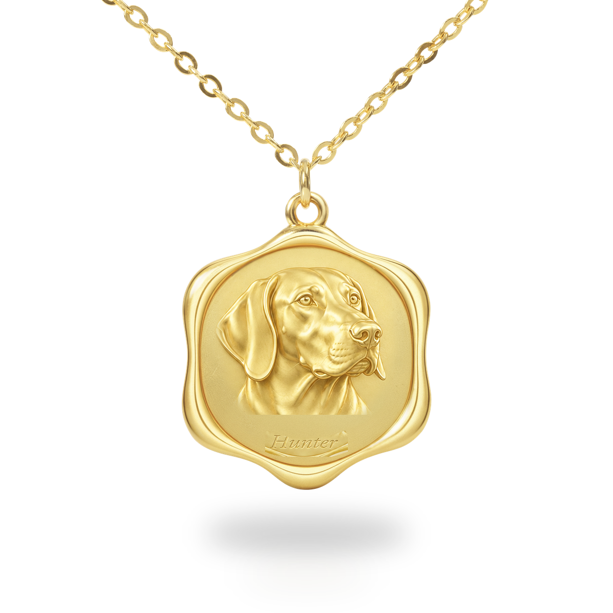 Soulyshine English Foxhound Precious Paw personalized pet photo necklace - 18K Gold Vermeil front