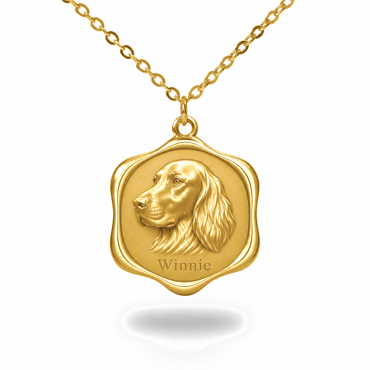 Soulyshine English Setter Precious Paw personalized pet photo necklace - 18K Gold Vermeil front