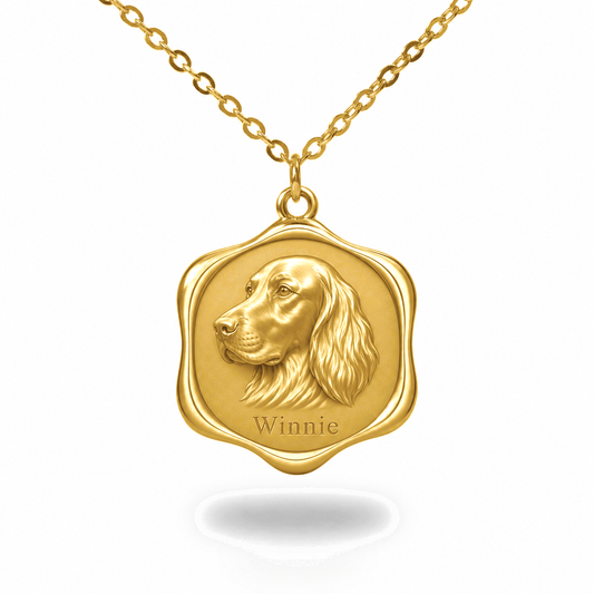 Soulyshine English Setter Precious Paw personalized pet photo necklace - 18K Gold Vermeil front