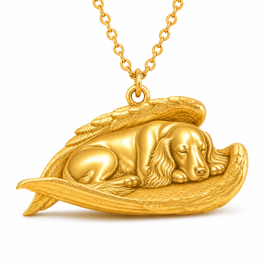 Soulyshine English Setter The Sleeping Angel – Personalized Pet Necklace - 18K Gold Vermeil front