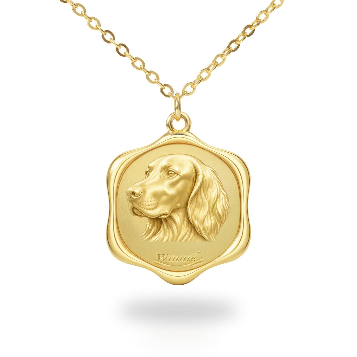 Soulyshine English Setter Precious Paw personalized pet photo necklace - 18K Gold Vermeil front