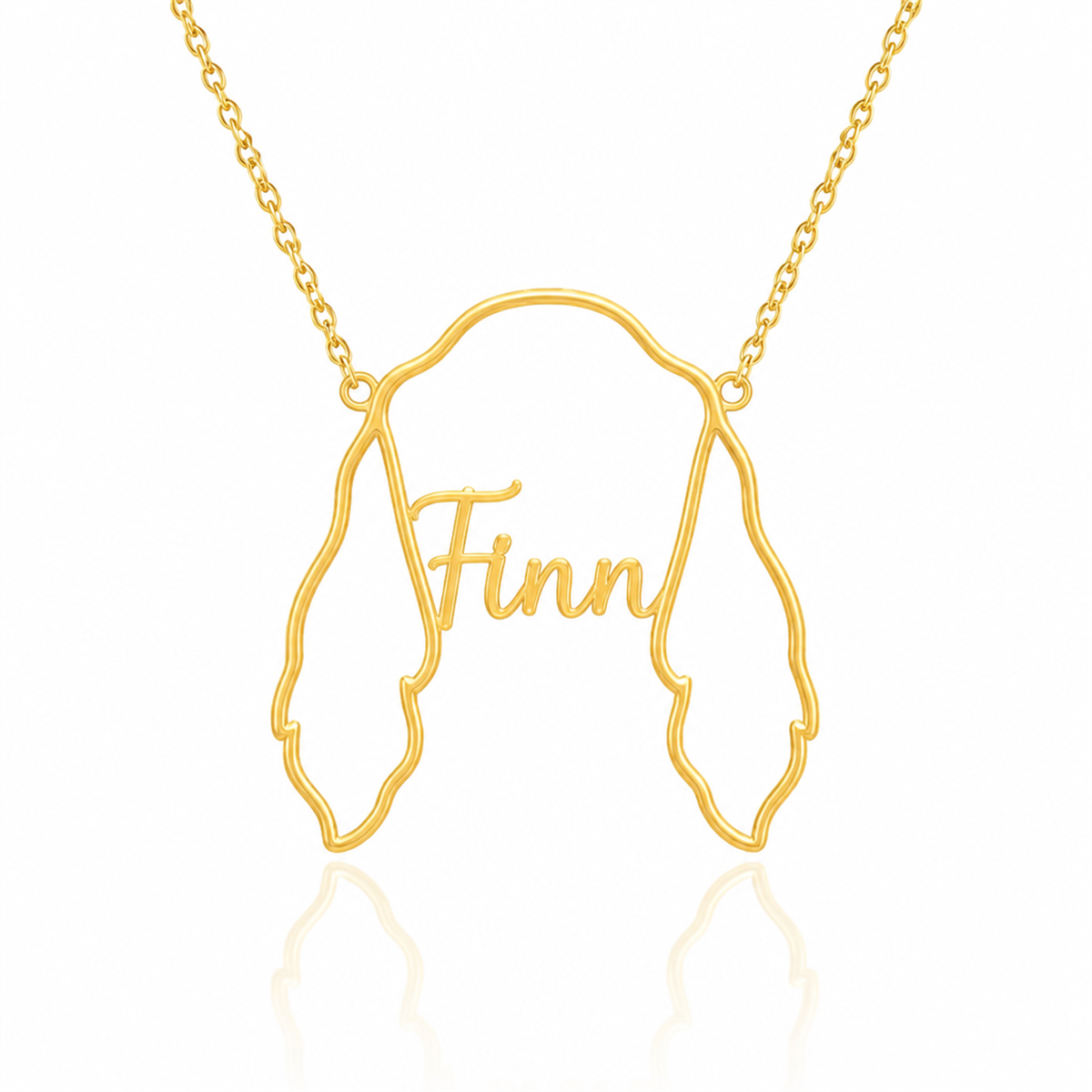 Soulyshine English Setter personalized outline pet face and name necklace in gold