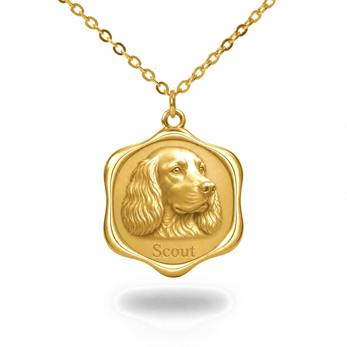 Soulyshine English Springer Spaniel Precious Paw personalized pet photo necklace - 18K Gold Vermeil front