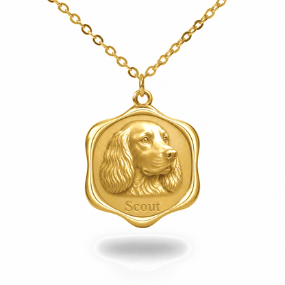 Soulyshine English Springer Spaniel Precious Paw personalized pet photo necklace - 18K Gold Vermeil front