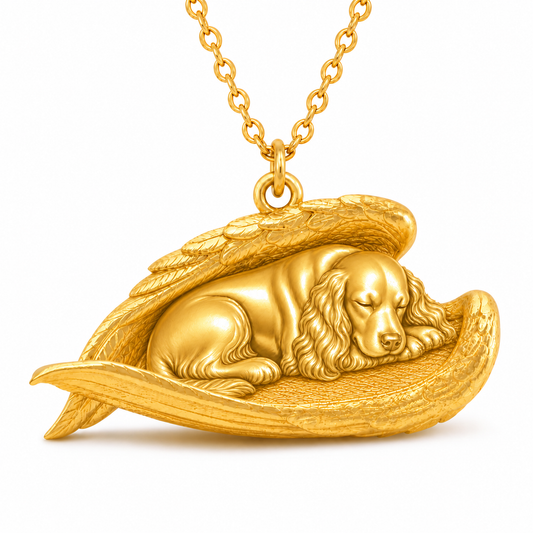 Soulyshine English Springer Spaniel The Sleeping Angel – Personalized Pet Necklace - 18K Gold Vermeil front