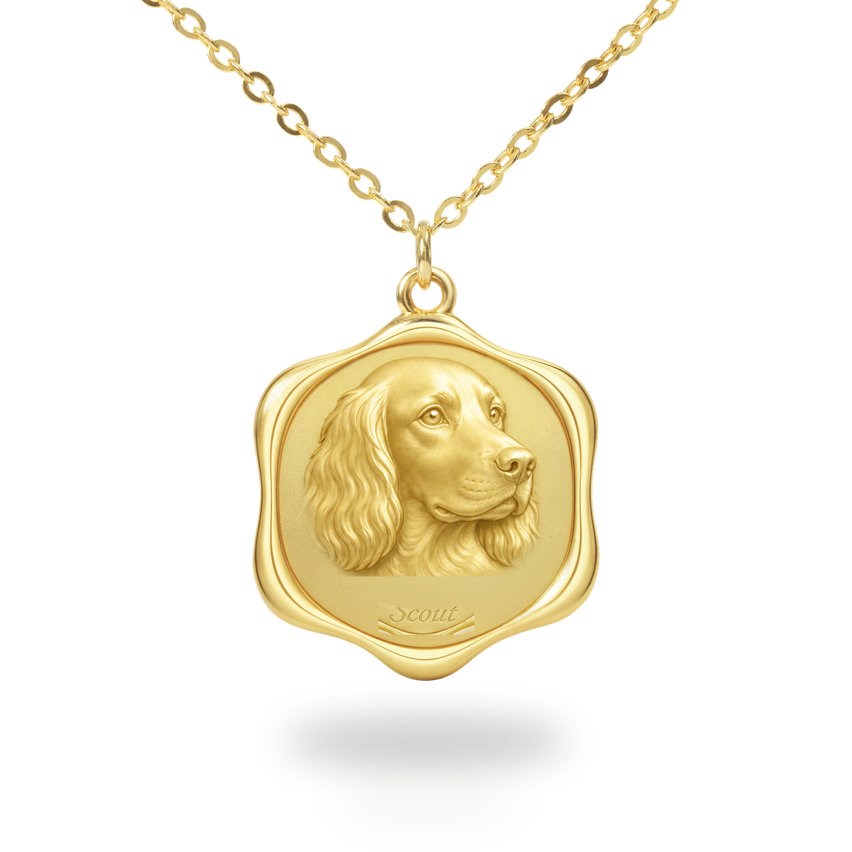 Soulyshine English Springer Spaniel Precious Paw personalized pet photo necklace - 18K Gold Vermeil front