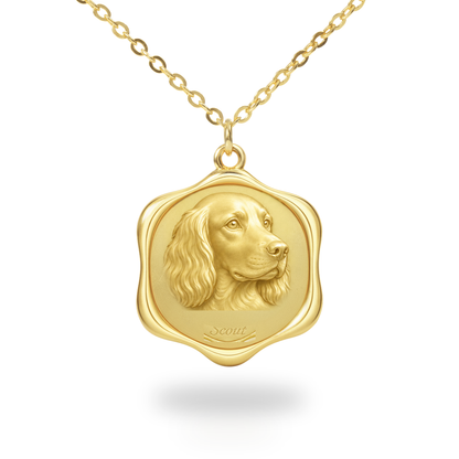 Soulyshine English Springer Spaniel Precious Paw personalized pet photo necklace - 18K Gold Vermeil front