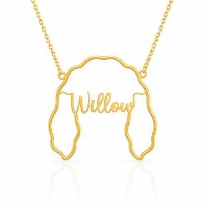 Soulyshine English Springer Spaniel personalized outline pet face and name necklace in gold