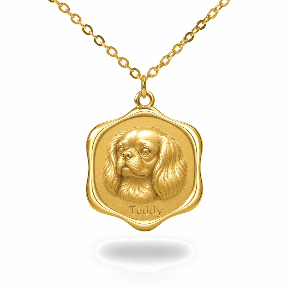 Soulyshine English Toy Spaniel Precious Paw personalized pet photo necklace - 18K Gold Vermeil front