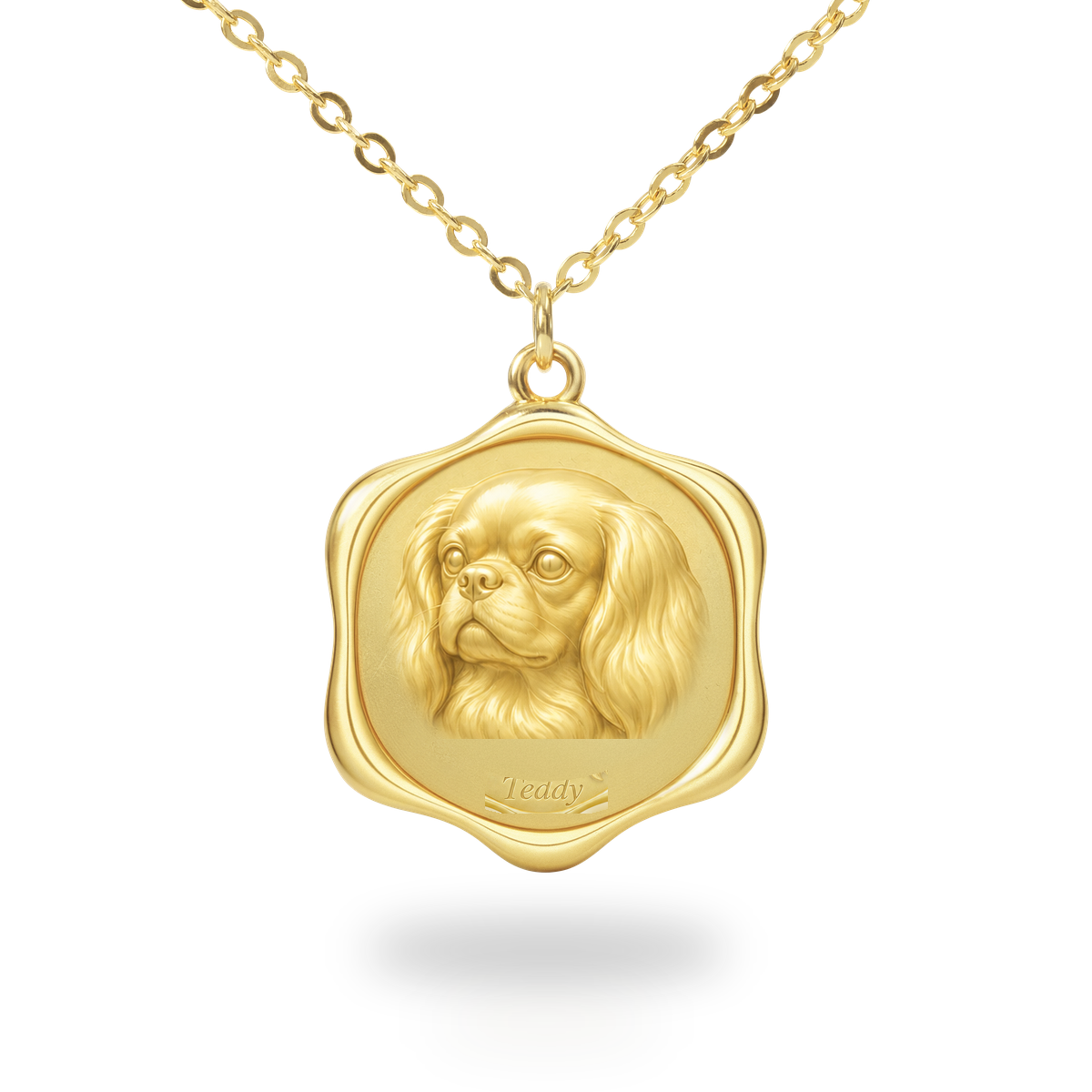 Soulyshine English Toy Spaniel Precious Paw personalized pet photo necklace - 18K Gold Vermeil front