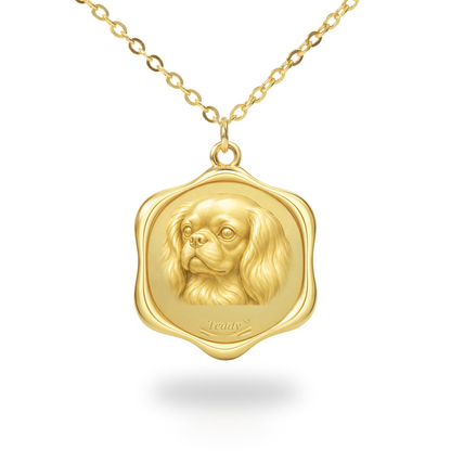Soulyshine English Toy Spaniel Precious Paw personalized pet photo necklace - 18K Gold Vermeil front