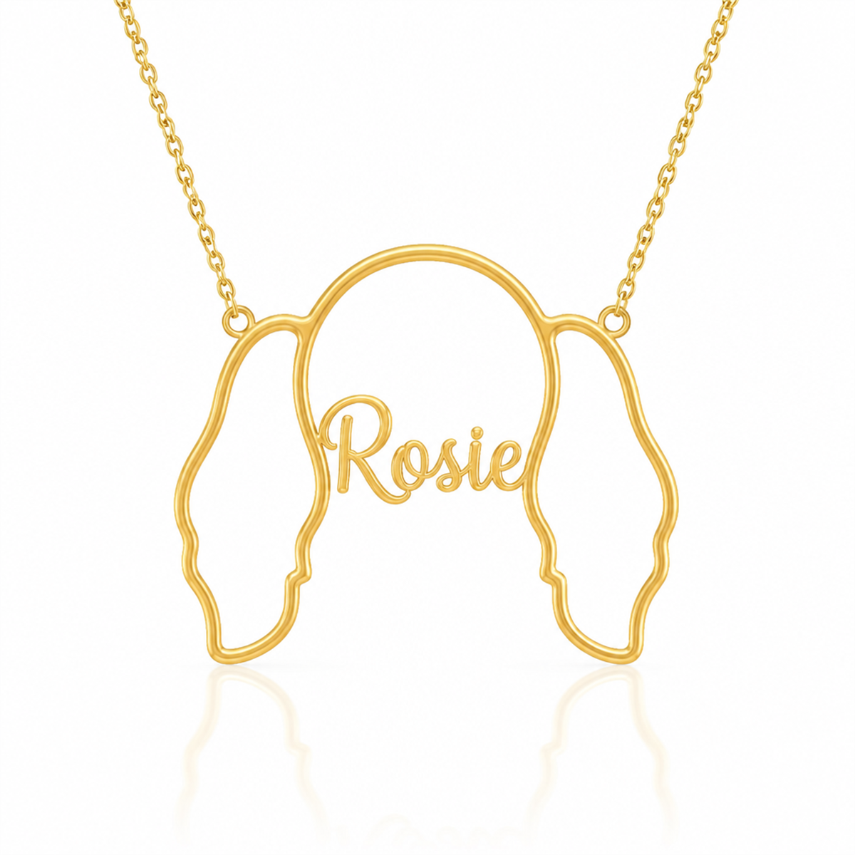 Soulyshine English Toy Spaniel personalized outline pet face and name necklace in gold