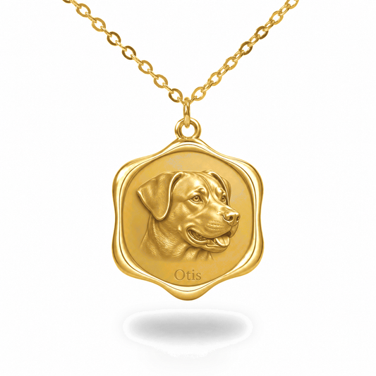 Soulyshine Entlebucher Mountain Dog Precious Paw personalized pet photo necklace - 18K Gold Vermeil front