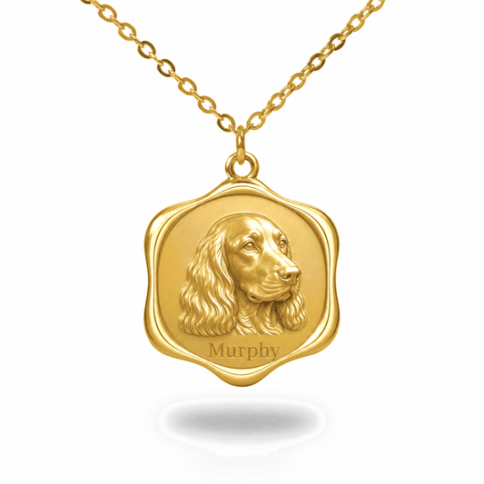 Soulyshine Field Spaniel Precious Paw personalized pet photo necklace - 18K Gold Vermeil front