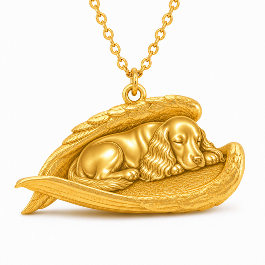 Soulyshine Field Spaniel The Sleeping Angel – Personalized Pet Necklace - 18K Gold Vermeil front
