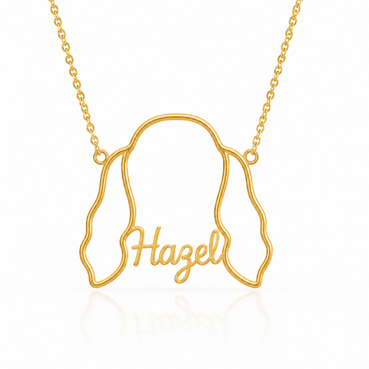 Soulyshine Field Spaniel personalized outline pet face and name necklace in gold