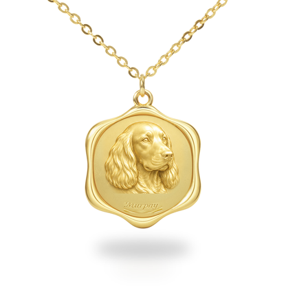 Soulyshine Field Spaniel Precious Paw personalized pet photo necklace - 18K Gold Vermeil front