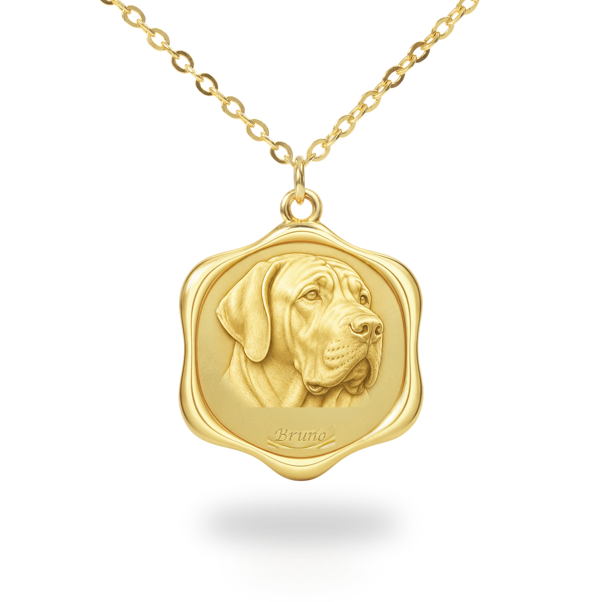 Soulyshine Fila Brasileiro Precious Paw personalized pet photo necklace - 18K Gold Vermeil front