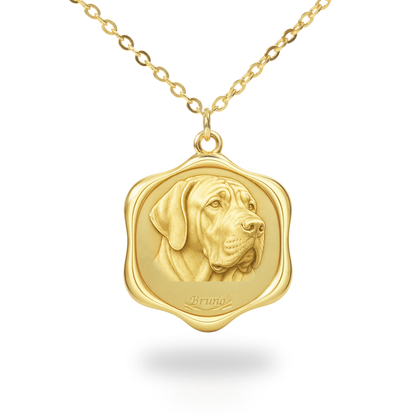 Soulyshine Fila Brasileiro Precious Paw personalized pet photo necklace - 18K Gold Vermeil front