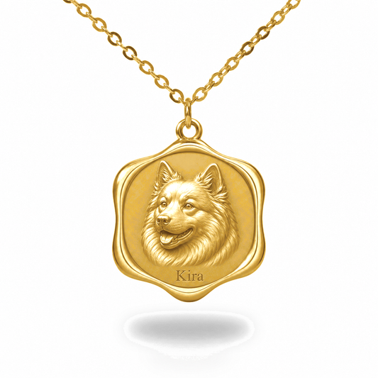 Soulyshine Finnish Lapphund Precious Paw personalized pet photo necklace - 18K Gold Vermeil front