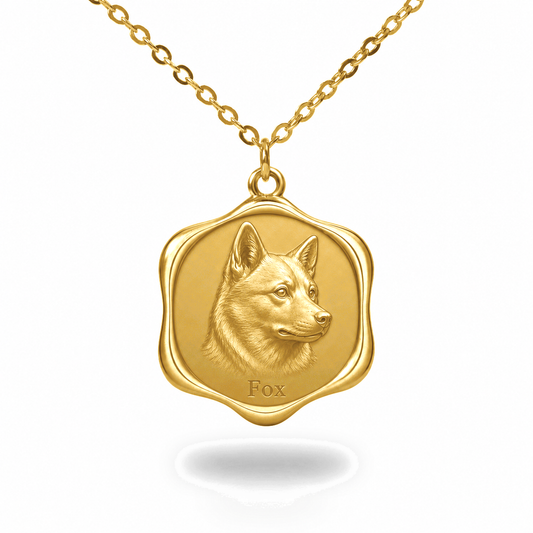 Soulyshine Finnish Spitz Precious Paw personalized pet photo necklace - 18K Gold Vermeil front