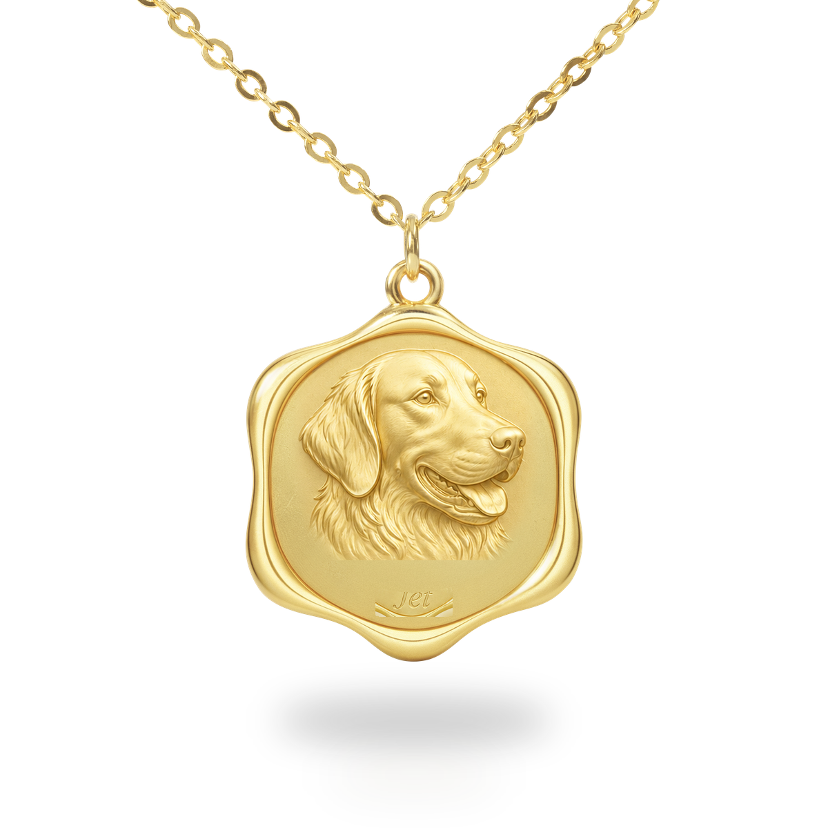 Soulyshine Flat Coated Retriever Precious Paw personalized pet photo necklace - 18K Gold Vermeil front
